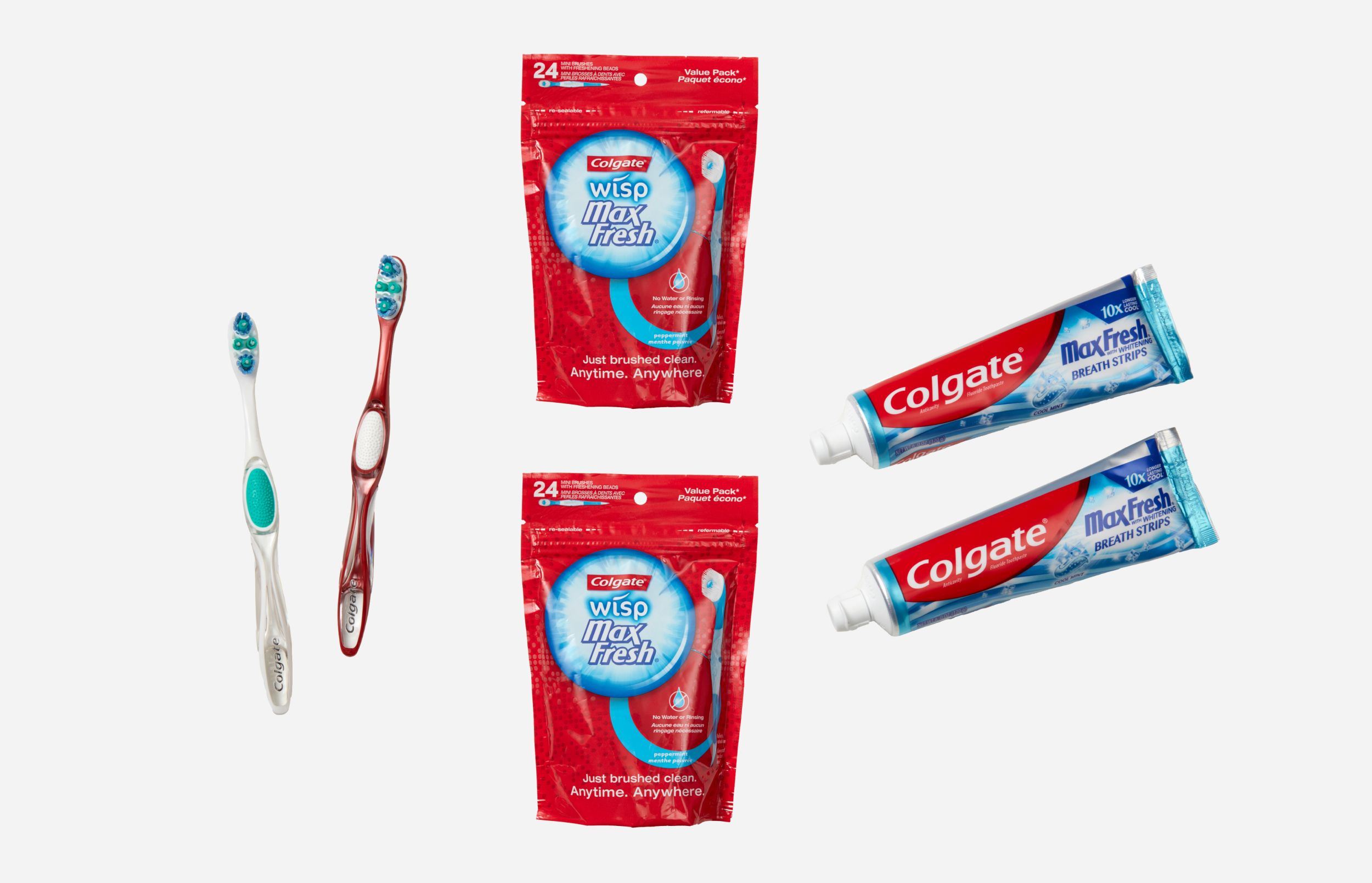 Portable toothbrush with clearance toothpaste