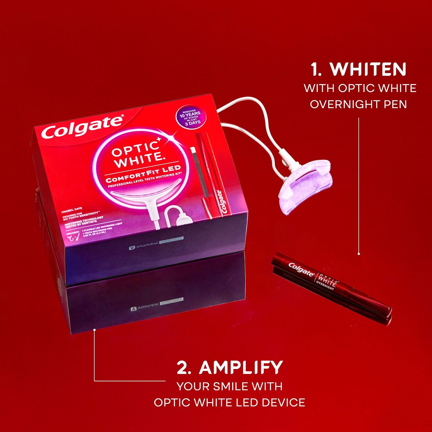 Optic White ComfortFit LED Teeth Whitening Kit Colgate