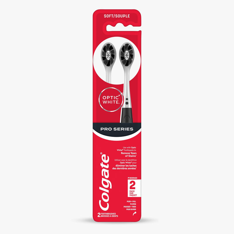 Colgate Optic White Pro Series Manual Toothbrush, 2 Pack